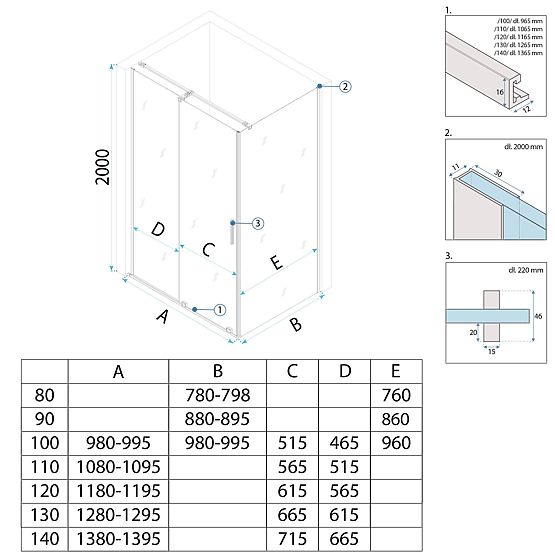 Shower Enclosure REA Montana Brushed Gold 130x100