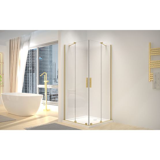Shower Enclosure REA Montana Double Brushed Gold 90x90
