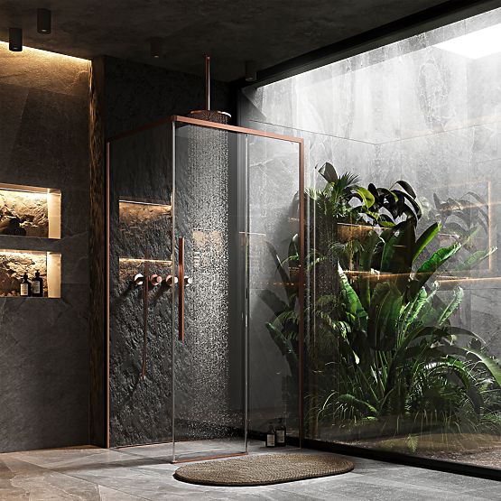Shower Enclosure SOLAR Brushed Copper 90x90