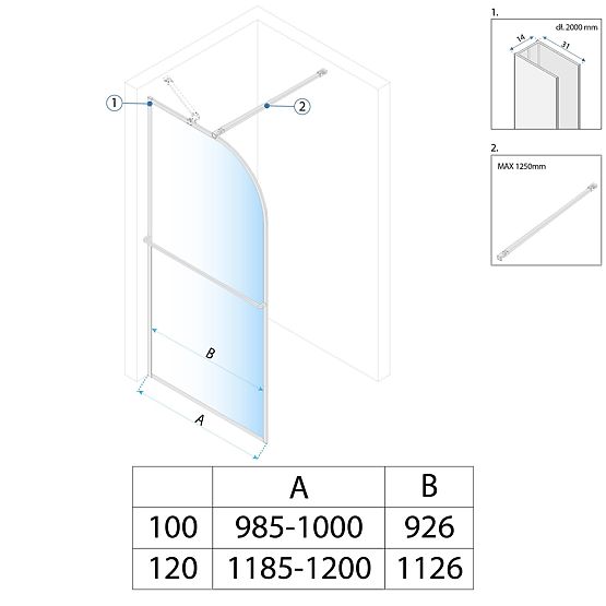 Shower Screen Rea Sky Brush Gold 100
