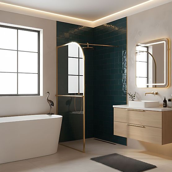 Shower Screen Rea Sky Brush Gold 100