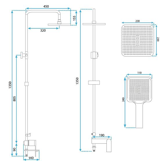 Shower Set REA STORM BRUSHED GOLD