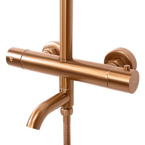 Shower Set with Thermostat Rea Lungo Brushed Copper
