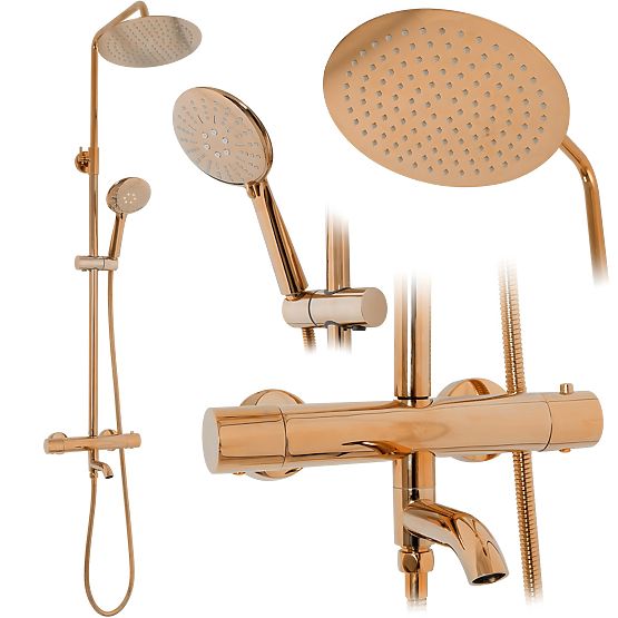 Shower Set with Thermostat Rea Lungo Copper