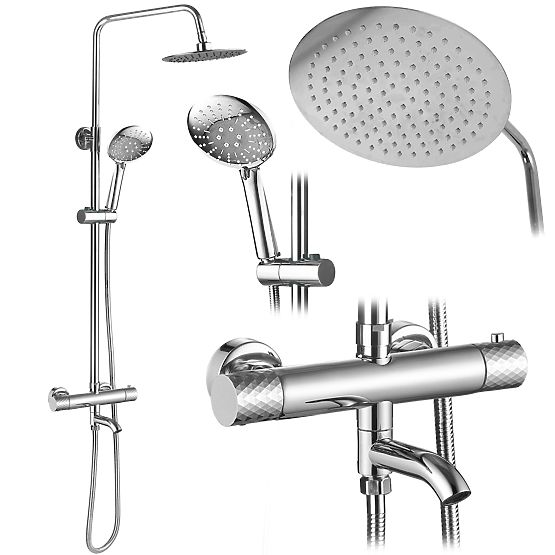 Shower Set with Thermostat Rea Lungo Diamond Chrome