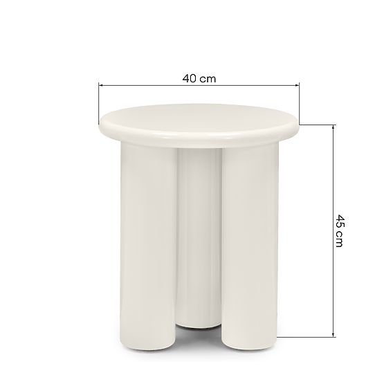 Side Table Blair 40 cm, Cream, Glossy