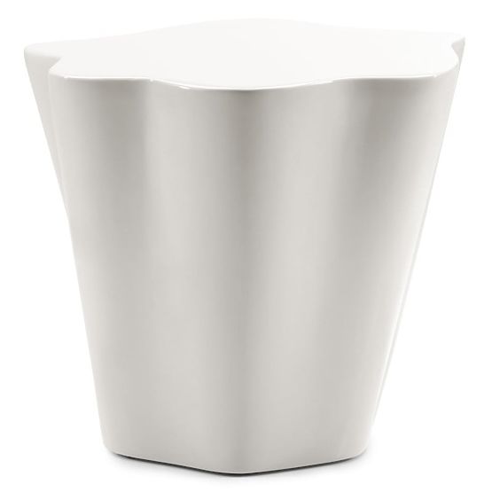 Side Table Bow 49 cm, Gray-Beige, Glossy, Rounded Shapes