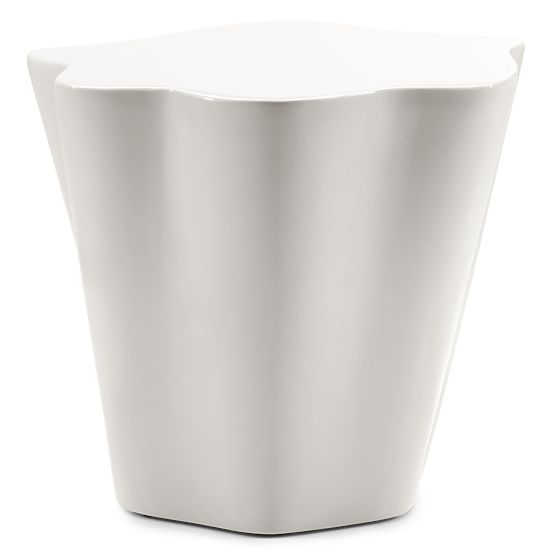 Side Table Bow 49 cm, Gray-Beige, Glossy, Rounded Shapes