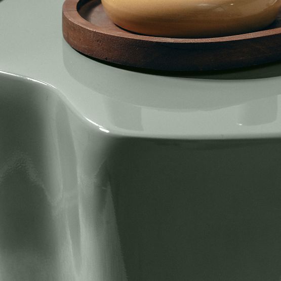 Side Table Bow 49 cm, Sage, Glossy, Rounded Shapes