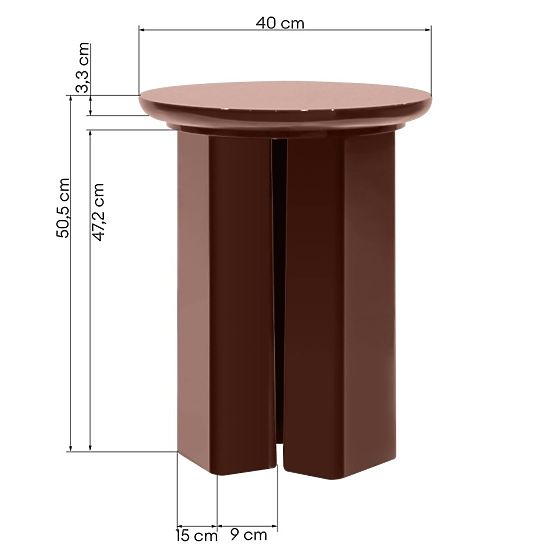 Side Table Brie 40 cm, Burgundy/Brown, Glossy