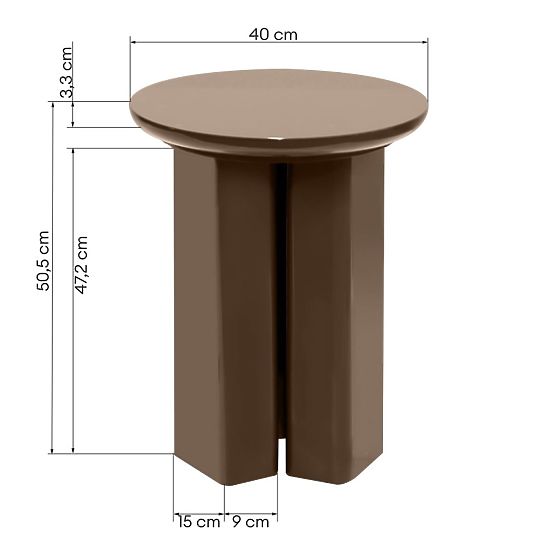 Side Table Brie 40 cm, Light Brown, Mocha, Glossy