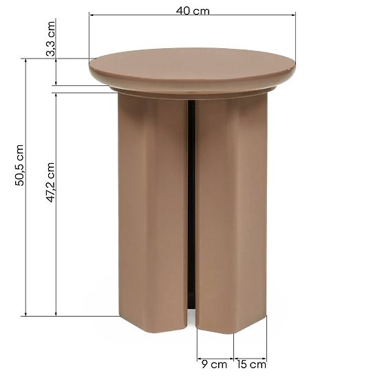 Side Table Brie 40 cm, Light Brown, Mocha, Glossy