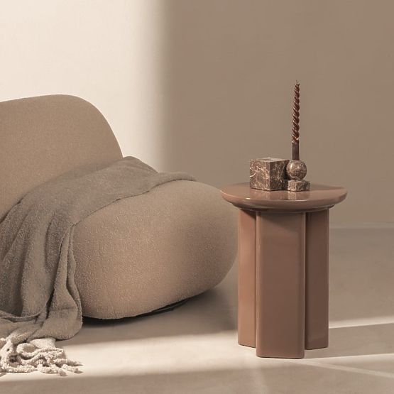 Side Table Brie 40 cm, Light Brown, Mocha, Glossy