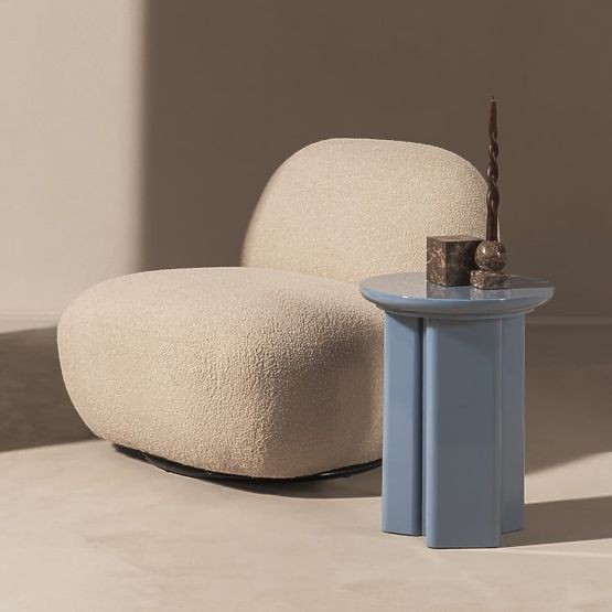 Side Table Brie 40 cm, Muted Blue, Glossy
