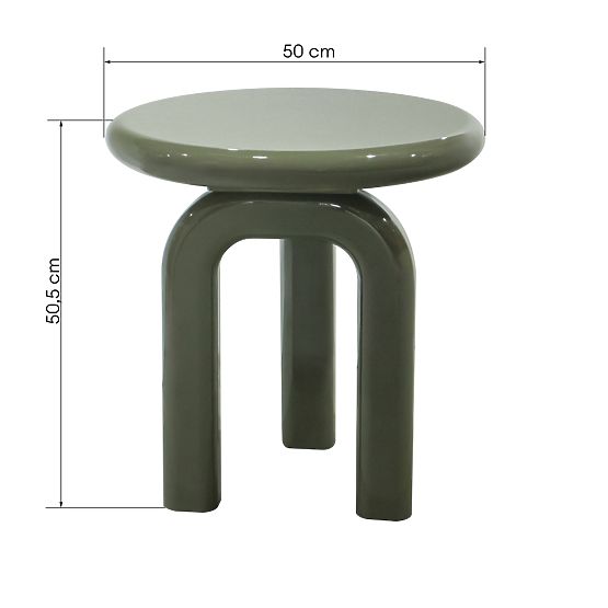 Side Table Flambe 50 cm, Green/Grey, Glossy