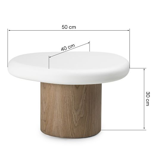 Side Table Floe 50 cm, White/Walnut