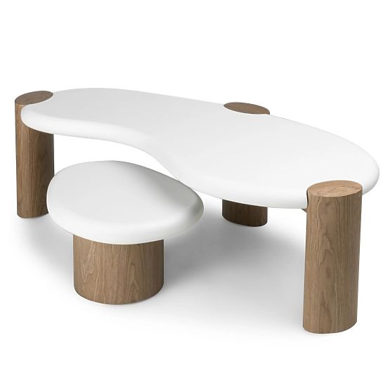 Side Table Floe 50 cm, White/Walnut