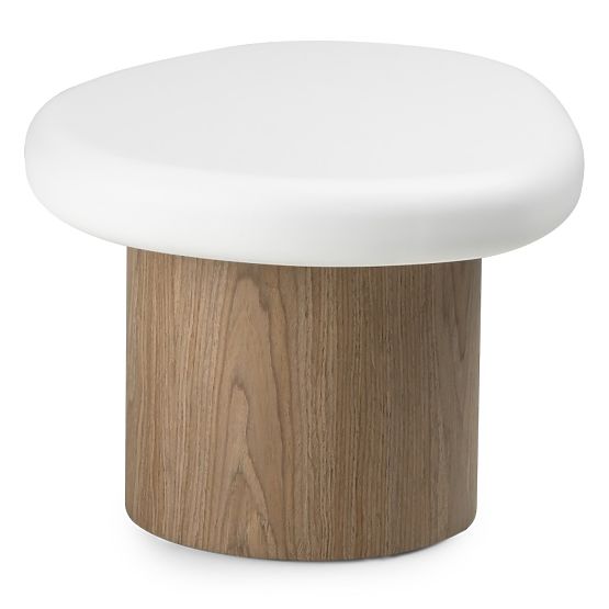 Side Table Floe 50 cm, White/Walnut