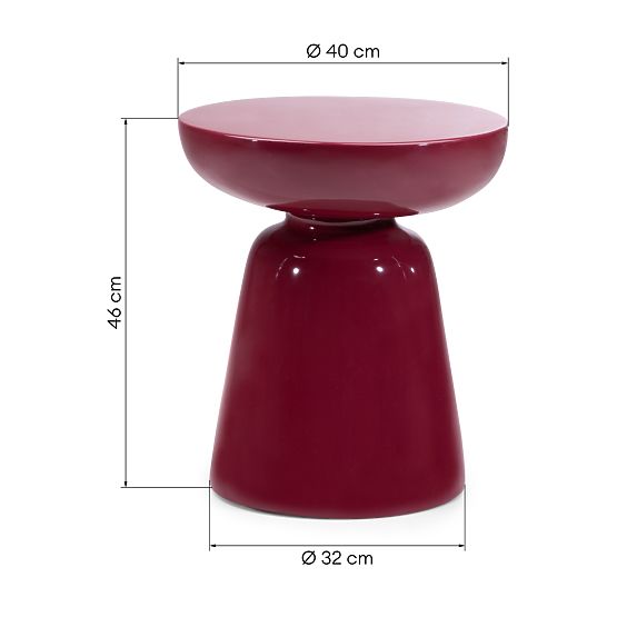 Side Table Logan 40 cm, Burgundy/Cherry, Glossy