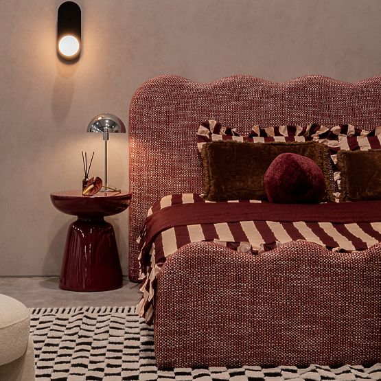 Side Table Logan 40 cm, Burgundy/Cherry, Glossy