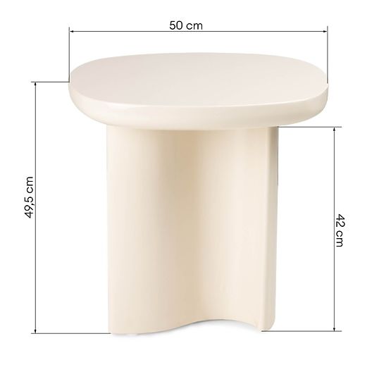 Side Table Puro 50 cm, Light Beige, Glossy