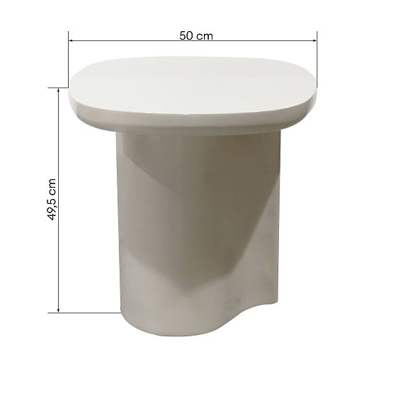Side Table Puro 50 cm, Light Beige, Glossy