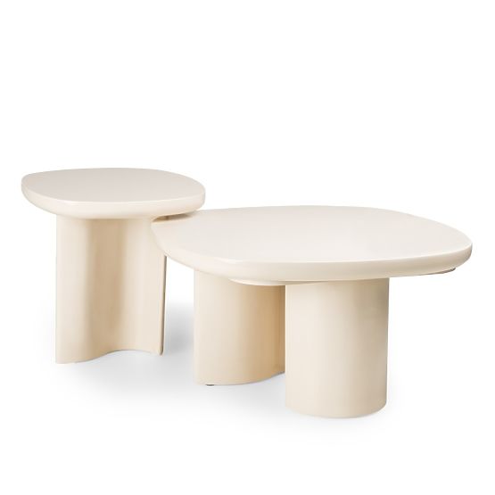 Side Table Puro 50 cm, Light Beige, Glossy
