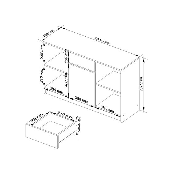 SIDEBOARD B-17 120 cm 1 DRAWER 1 DOOR PK WHITE