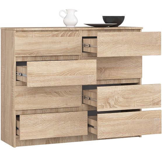 SIDEBOARD K 120 cm 8 DRAWERS PK OAK SONOMA