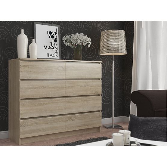 SIDEBOARD K 120 cm 8 DRAWERS PK OAK SONOMA