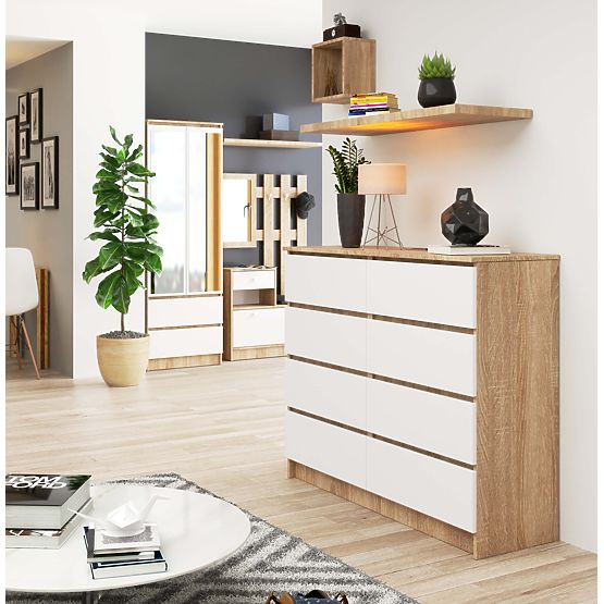 SIDEBOARD K 120 cm 8 DRAWERS PK SONOMA / WHITE