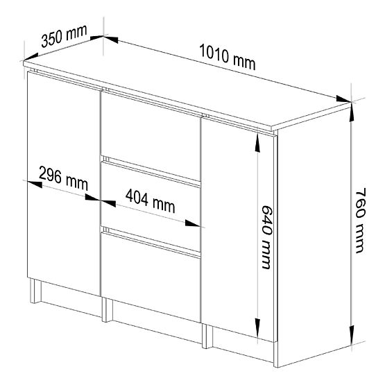 SIDEBOARD K100 2D 3DR OAK SONOMA / WHITE
