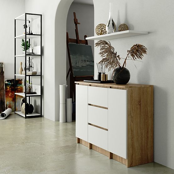 SIDEBOARD K100 2D 3DR OAK SONOMA / WHITE
