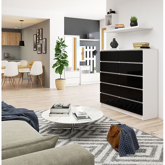 SIDEBOARD K120 10 DRAWERS CLP PK BLACK GLOSS