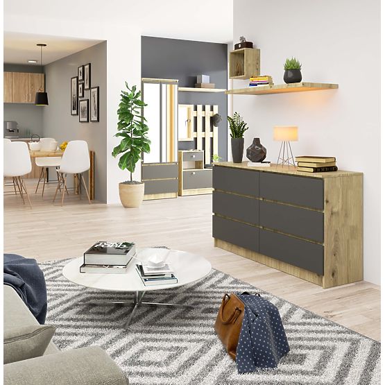 SIDEBOARD K140 6DR CLP OAK ARTISAN / GRAY