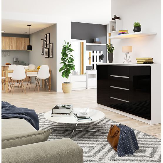 SIDEBOARD K160 2D 4DR CLP PK BLACK GLOSS