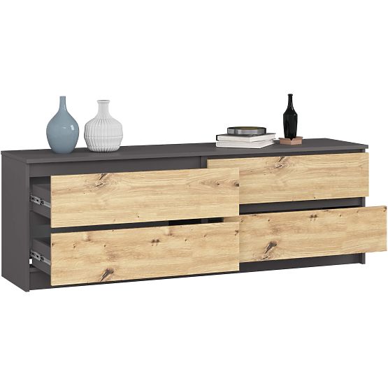 SIDEBOARD K160 4DR CLP PK GRAPHITE GRAY / ARTISAN OAK