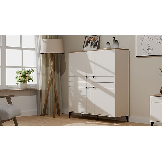 Sideboard POINT 4D Cashmere Beige Oak Castello Cabinet 4 Doors 8 Shelves for Living Room