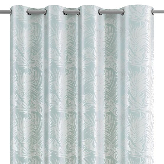SILVERLEAVES Curtain Mint Color Printed Glamour Style Silver Eyelets Velvet 140x245 AmeliaHom
