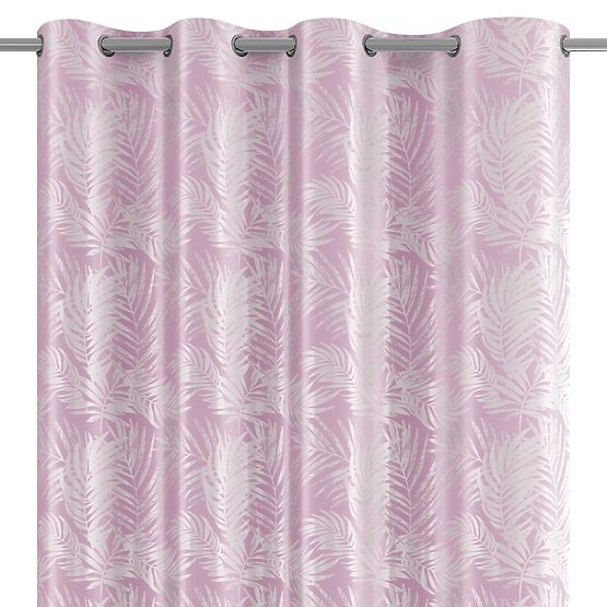 SILVERLEAVES Curtain Powder Pink Color Printed Glamour Style Silver Eyelets Velvet 140x245 Ameli