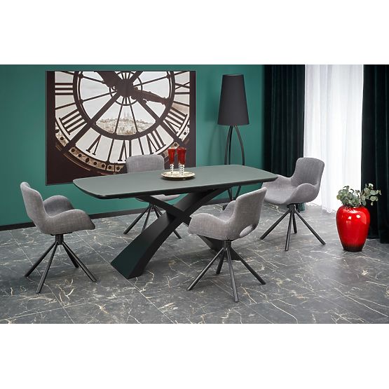 SILVESTRO Extendable Table Top - Dark Gray, Legs - Black