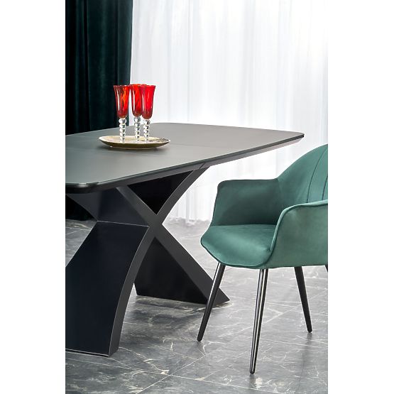 SILVESTRO Extendable Table Top - Dark Gray, Legs - Black