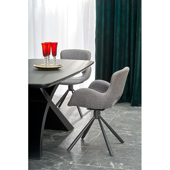 SILVESTRO Extendable Table Top - Dark Gray, Legs - Black