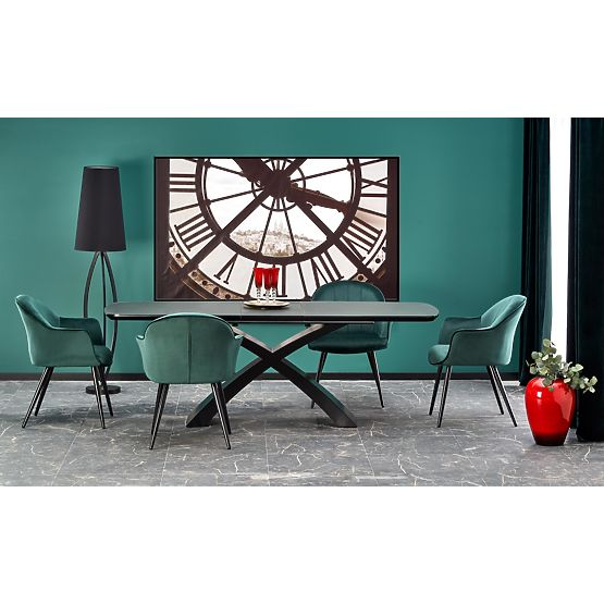 SILVESTRO Extendable Table Top - Dark Gray, Legs - Black