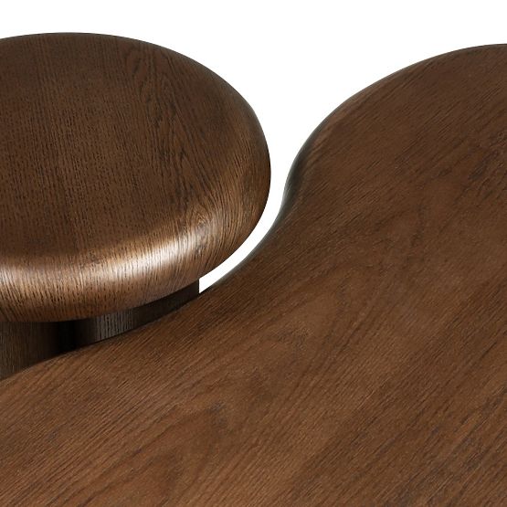 Sirocco Table Set, Dark Oak, Rounded Shapes