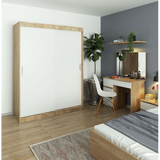 SLIDING WARDROBE 150 cm CLP MONO SONOMA/WHITE
