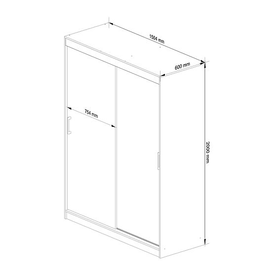 SLIDING WARDROBE 150cm CLP SONOMA / WHITE
