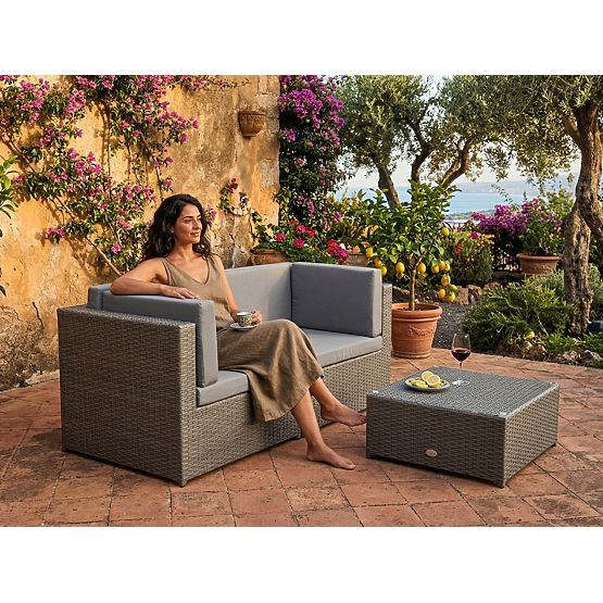 Small Terrace Set from Technorattan (Sofa + Table) TINTO Grey