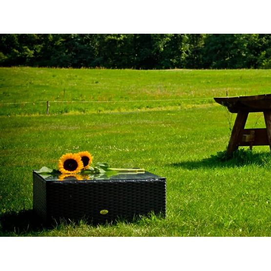 Square Table Made of Black Technorattan