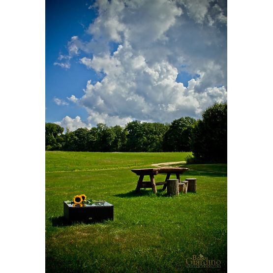 Square Table Made of Black Technorattan